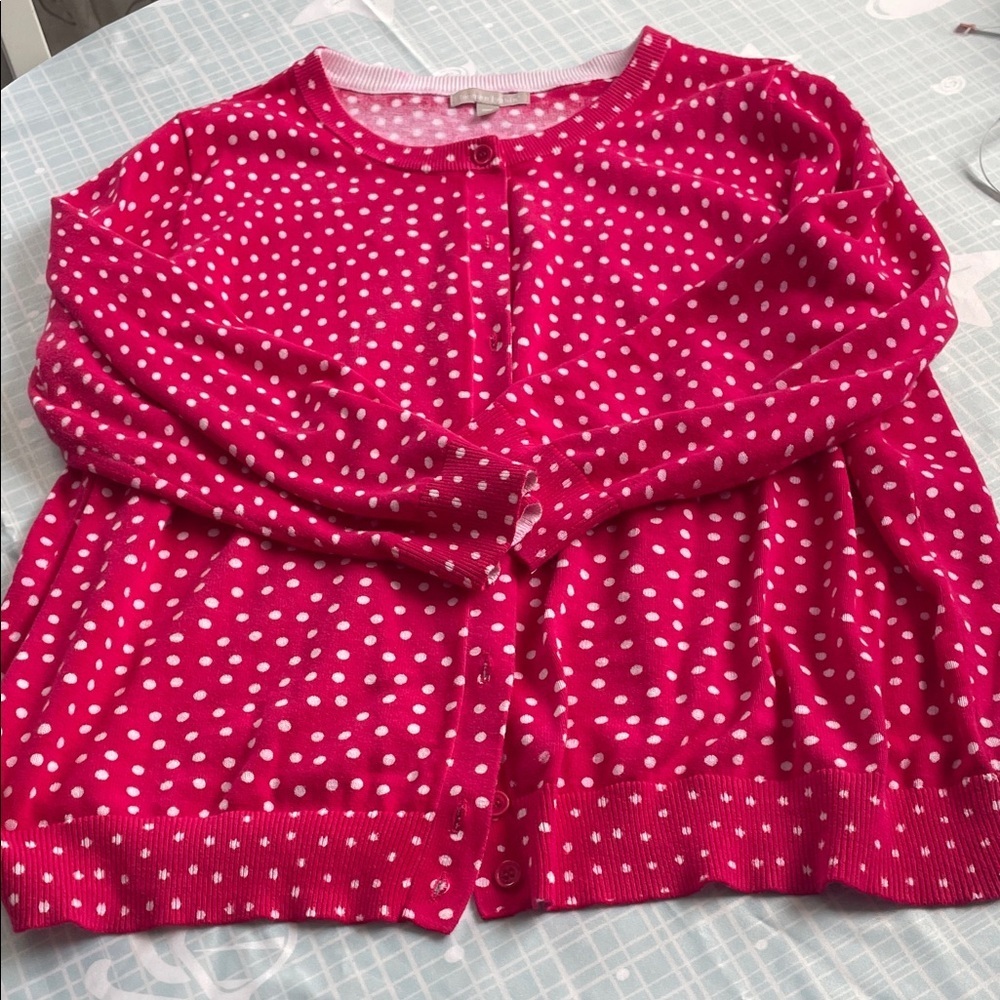 Woman Within Pink and White Polka Dot Knit